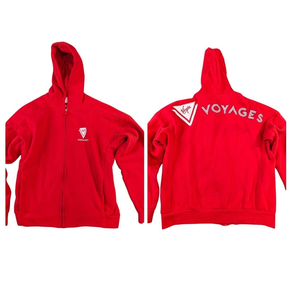 Virgin Voyages Hoodie Jacket Womens S Red Full Zip Cruise Vacation Lounge Travel